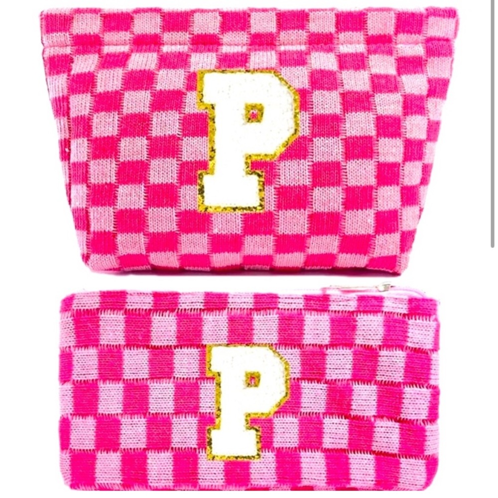 MONOGRAM “P” MAKEUP BAG SET (2pc) NWT